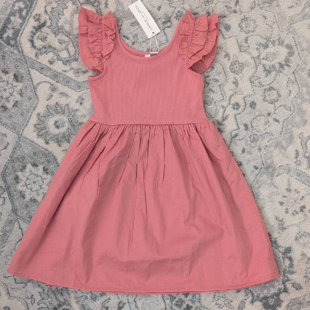 Janie and Jack Dusty Rose Ruffle Sleeve Girls Dress 6